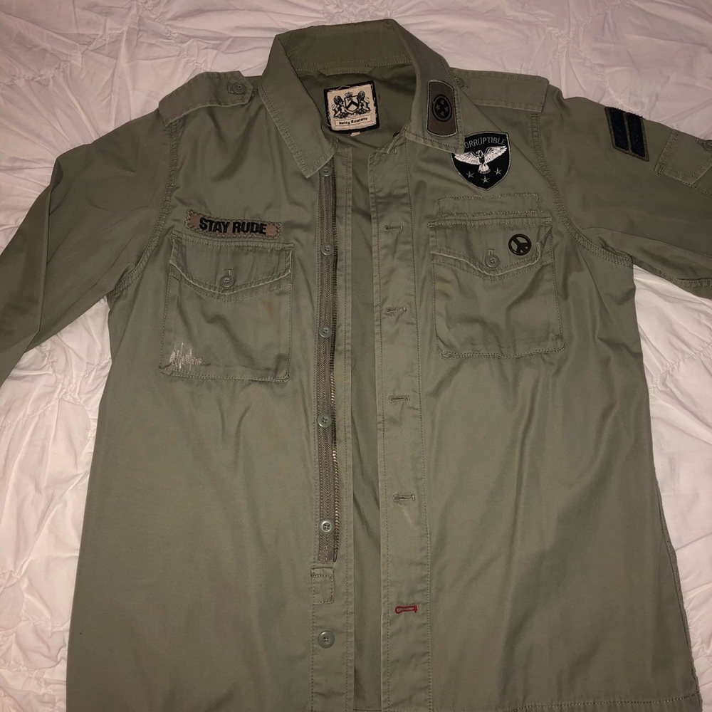 Juicy Couture Olive Green Utility Jacket with Patches